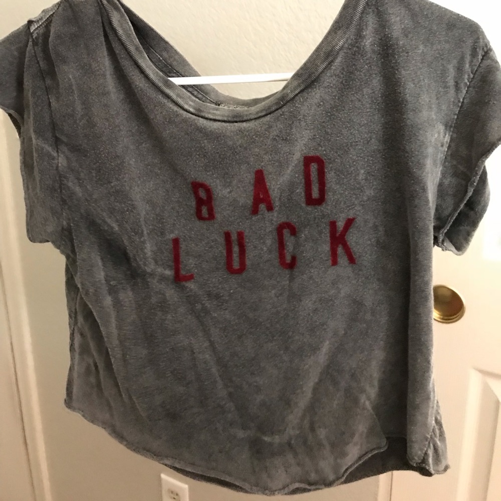 brandy melville “bad luck” cropped tee